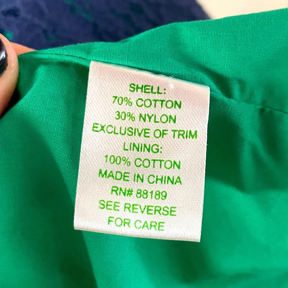 Lilly Pulitzer Navy Blue Lace and Green 3/4 Sleeve Dress Sz 4 - Picture 4 of 6